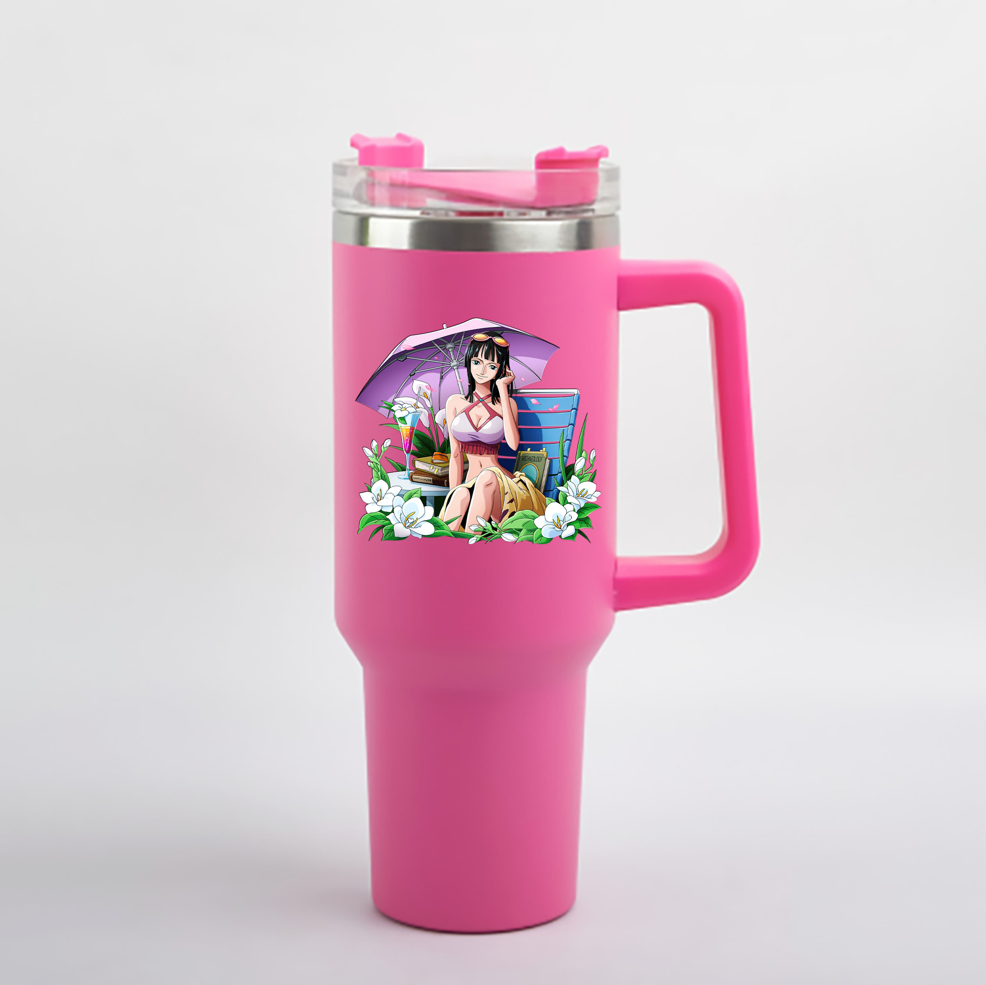 ワンピース ニコ・ロビン ONE PIECE Nico Robin 1200mL車用タンブラー - クリスタルステッカー（プラスチックストロー付き）